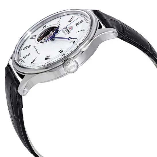 Orient SAG00003W Automatic Semi Skeleton White Dial Leather Strap Men’s Watch