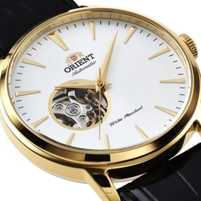 Orient SAG02003W Automatic Semi-Skeleton White Dial Leather Strap Men’s Watch