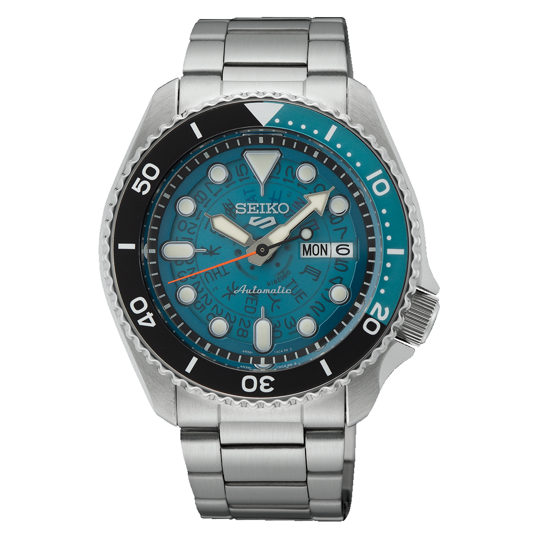 Seiko 5 SRPJ45K1 Sports Automatic Skeleton Teal Dial Stainless Steel Men's Watch