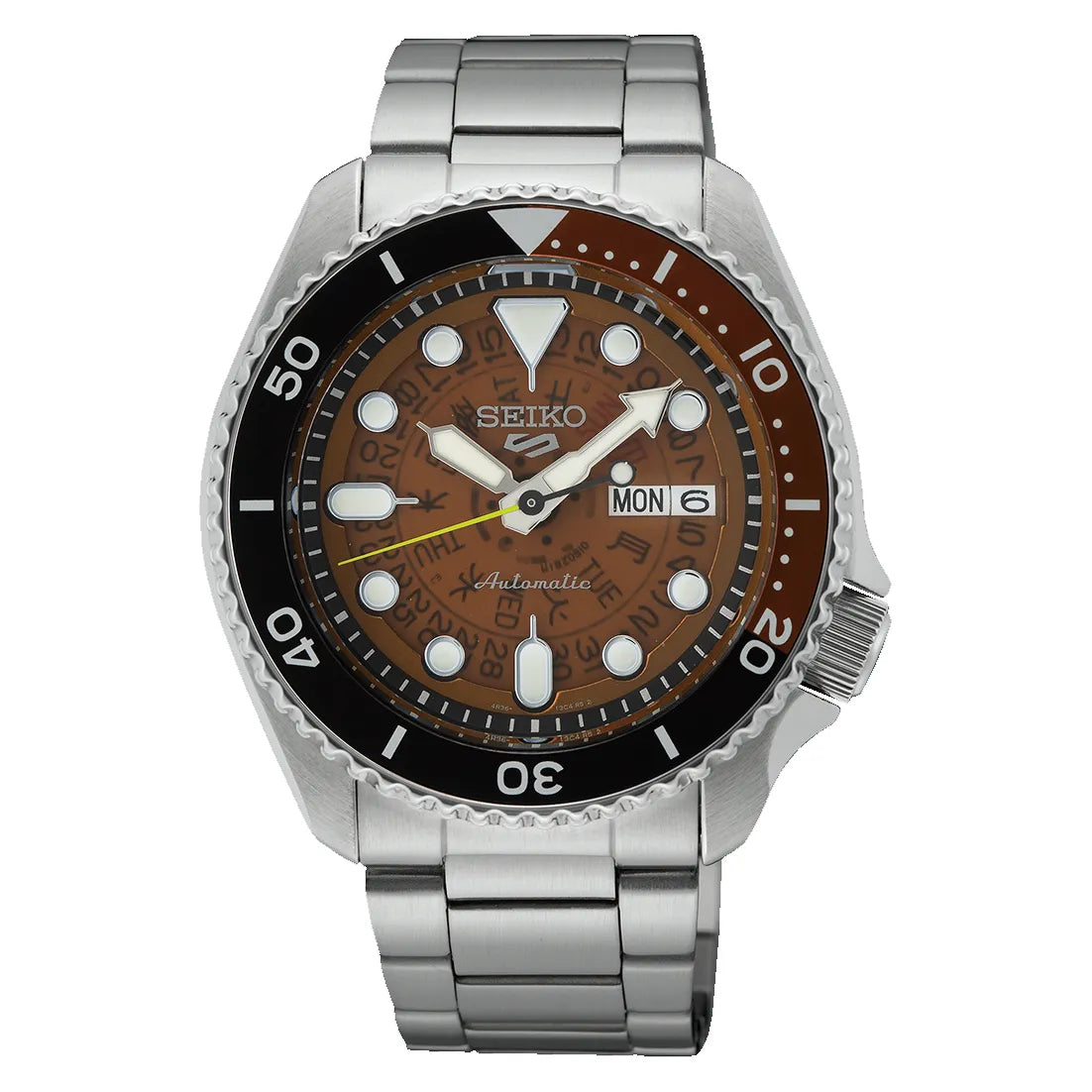 Seiko 5 SRPJ47K1 Sports Automatic Skeleton Brown Dial Stainless Steel Men's Watch