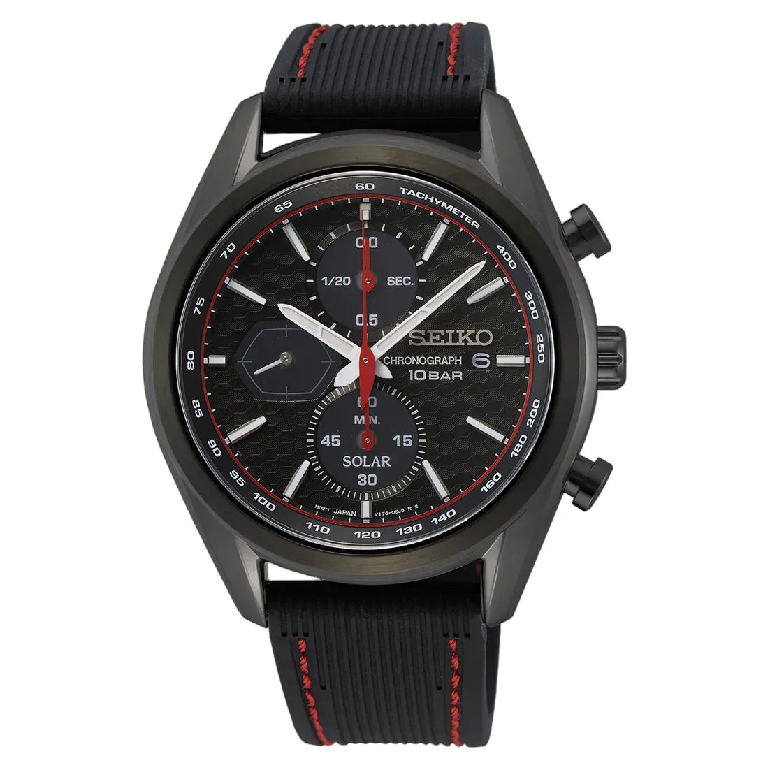 Seiko SSC777P1 Macchina Sportiva Solar Chronograph Black Dial Silicone Strap Men's Watch