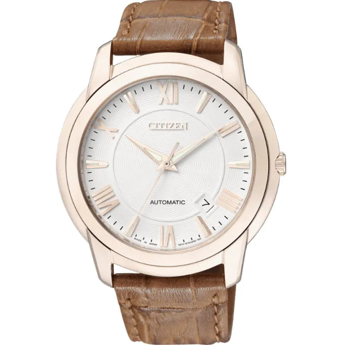 Citizen Mechanical NB0032-05A White Dial Leather Strap Men's Watch