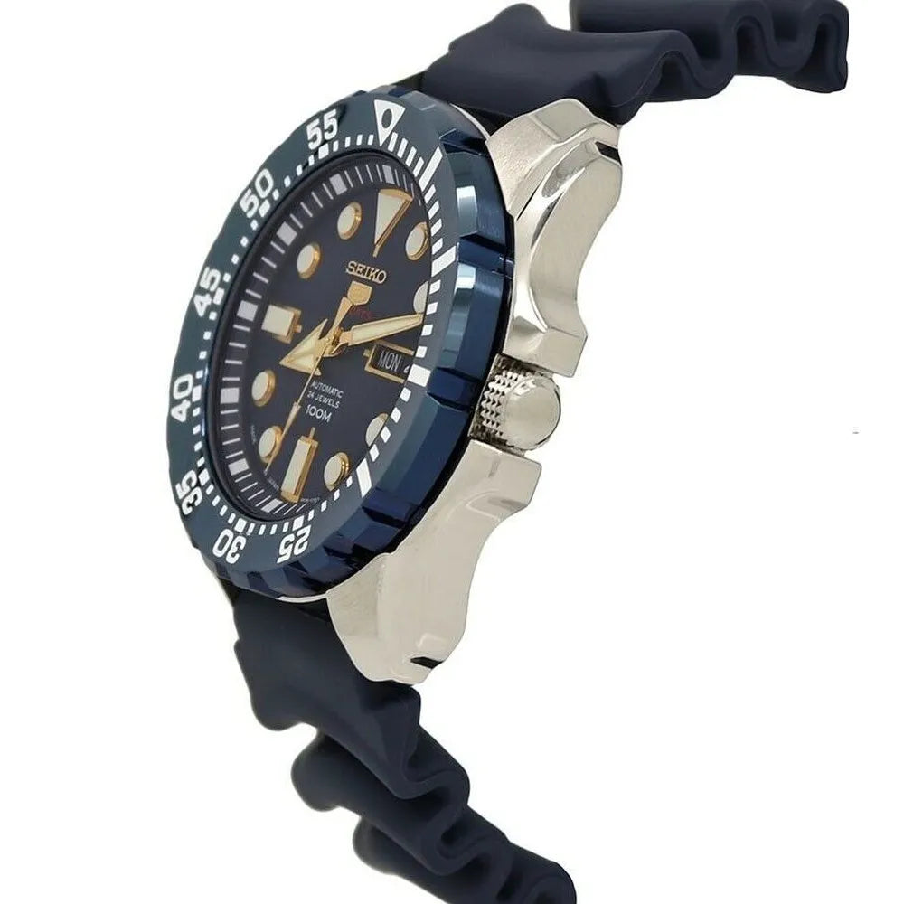 Seiko 5 SRP605J2 Automatic Navy Monster Blue Dial Resin Strap Men's Watch