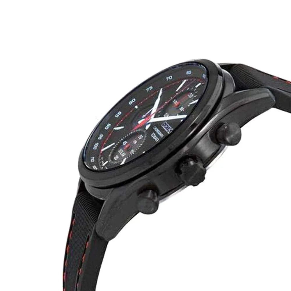 Seiko SSC777P1 Macchina Sportiva Solar Chronograph Black Dial Silicone Strap Men's Watch