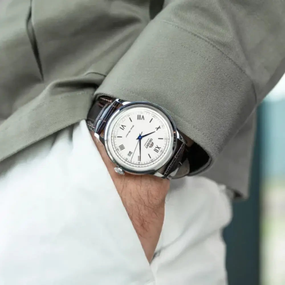 Orient Bambino Version 2 Automatic TAC00009W0 White Dial Leather Strap Men's Watch