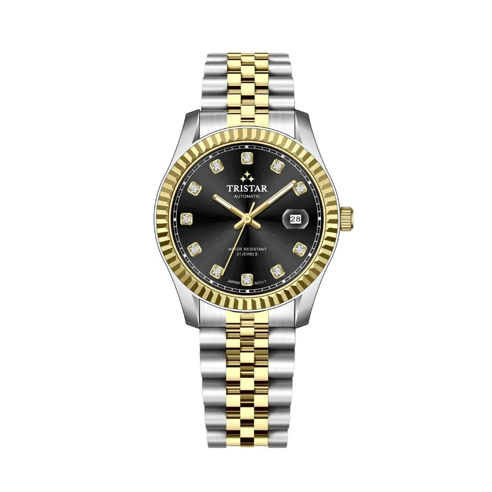 Tristar RD-Series Automatic Black Stone Dial 40mm Stainless Steel Men's Watch - RD41BM2TM02