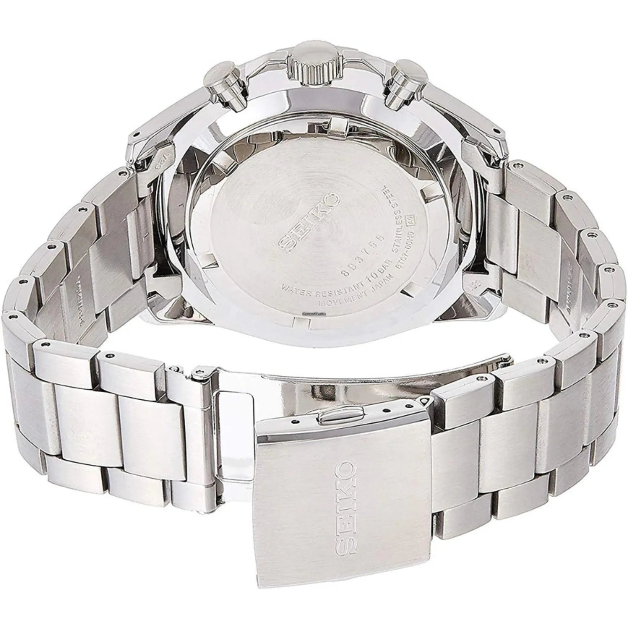 Seiko Chronograph SSB379P1 Black Dial Quartz Stainless Steel Men's Watch