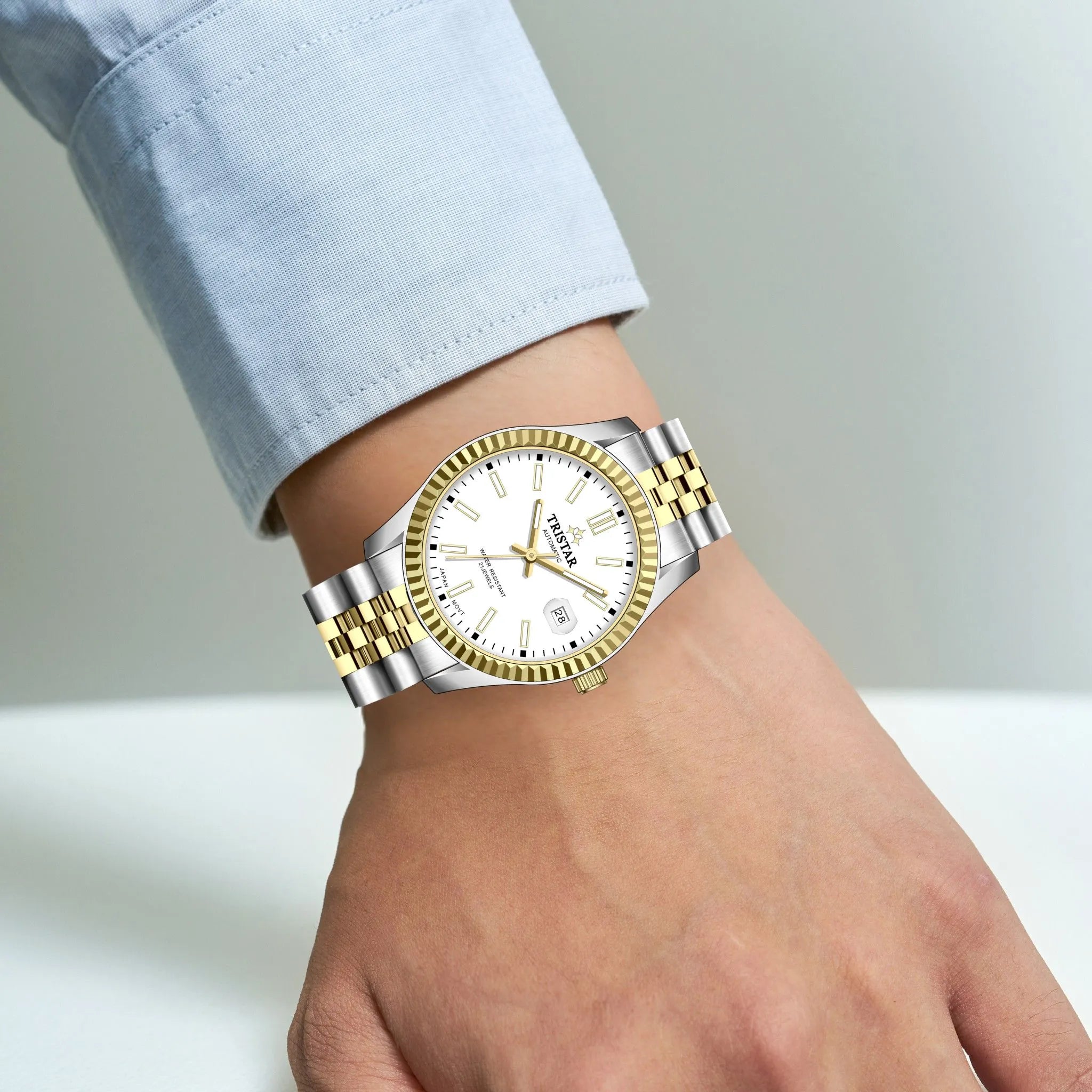 Tristar RD-Series Automatic White Dial 40mm Stainless Steel Men's Watch - RD31WM2TM02