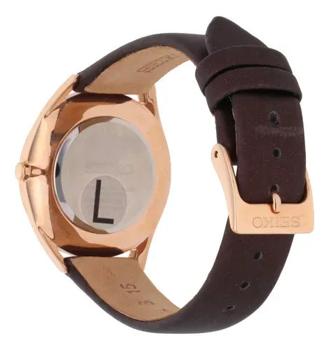 Seiko Essentials SWR080P1 Quartz Green Mother of Pearl Dial Leather Strap Ladies Watch