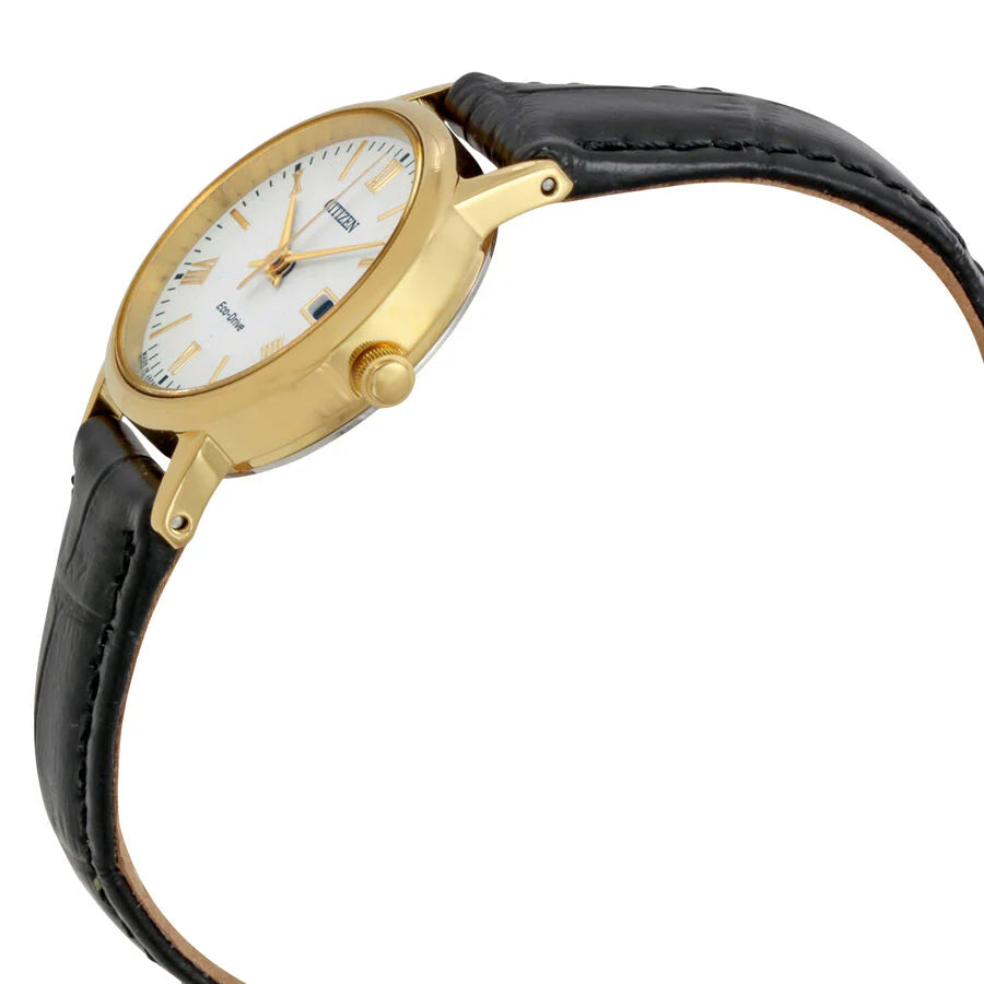 Citizen Eco-Drive Analog EW1582-03A  White Dial Leather Strap Women's Watch