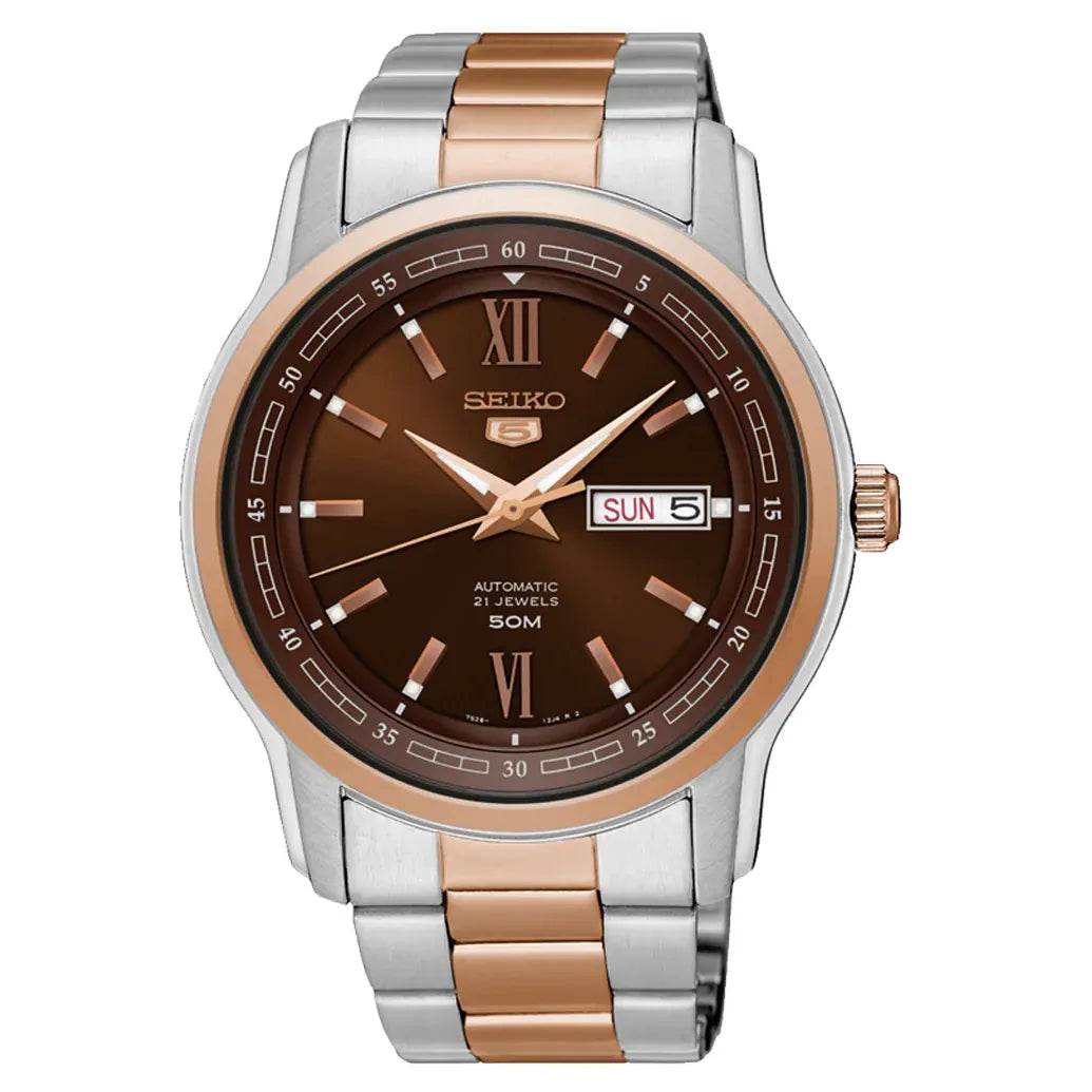 Seiko 5 SNKP18J1 21 Jewels Automatic Wine Red Dial Stainless Steel Men's Watch