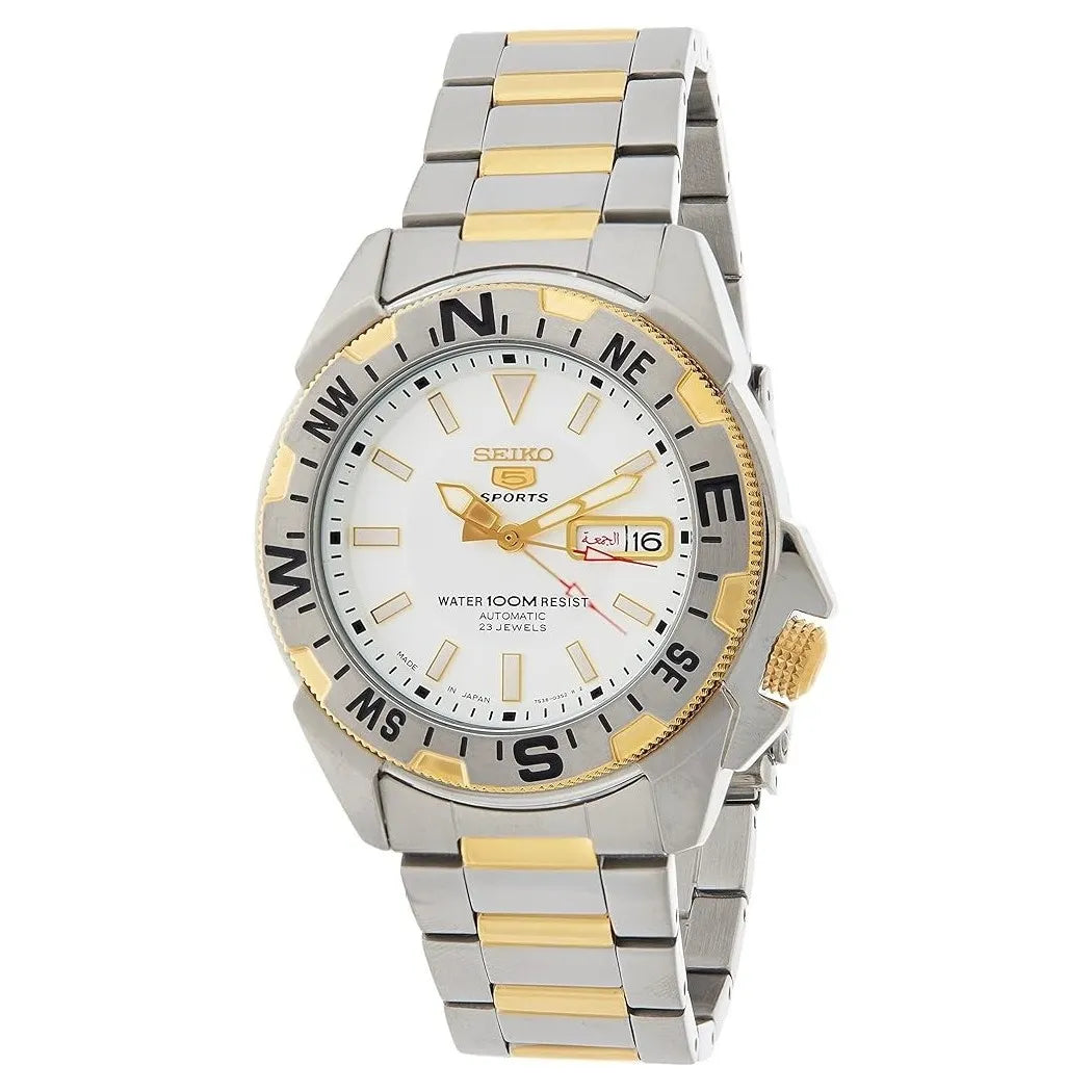 Seiko 5 SNZF08J1 21 Jewels Classic Automatic Dual Tone White Dial Stainless Steel Men's Watch