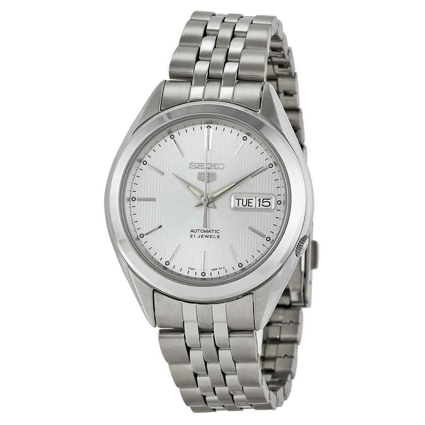 Seiko 5 SNKL15K1 21 Jewels Automatic Silver Dial Stainless Steel Men's Watch