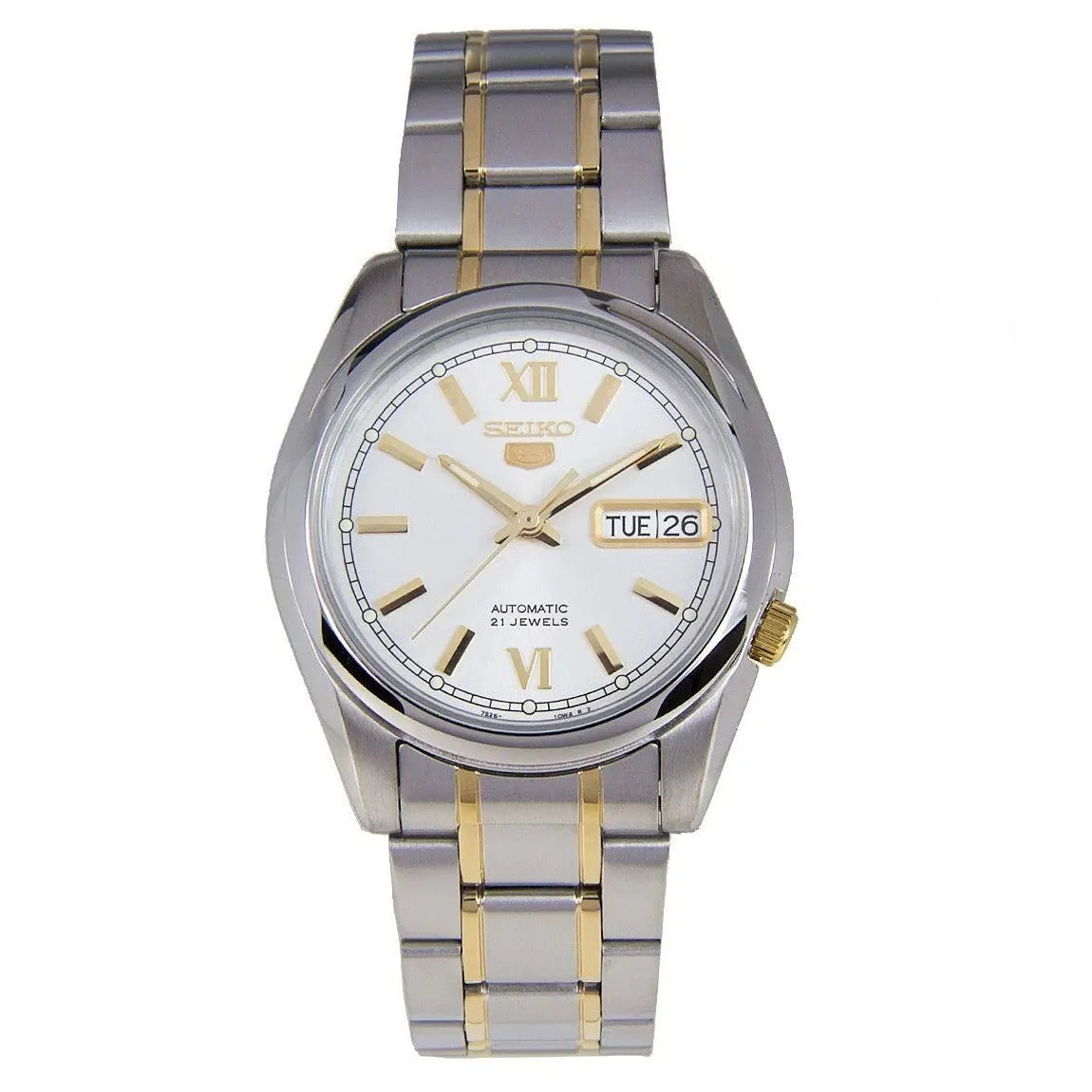 Seiko 5 SNKL57K1 21 Jewels Automatic White Dial Dual-Tone Stainless Steel Men's Watch