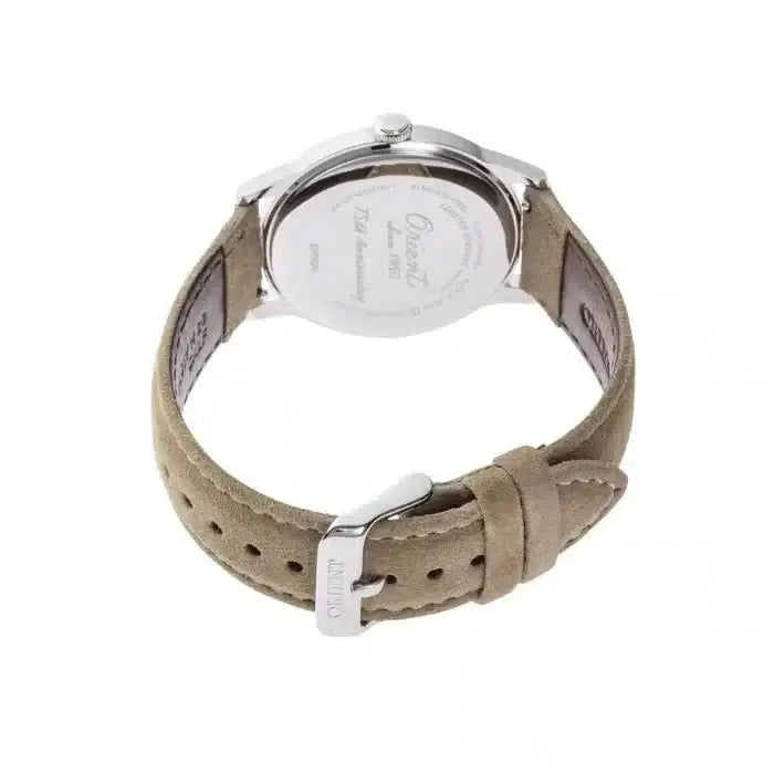 Orient Bambino Solar Powered 75th Anniversary RA-WK0006S Limited Edition White Dial Leather Strap Men's Watch