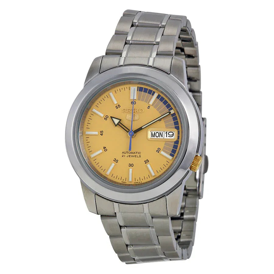 Seiko 5 SNKK29K1 21 Jewels Automatic Gold Dial 38mm Stainless Steel Men's Watch