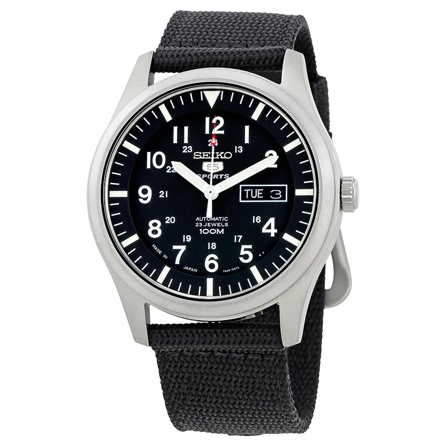 Seiko 5 Sports SNZG15J1 Automatic Field Watch Black Dial 42mm Nylon Strap Men's Watch