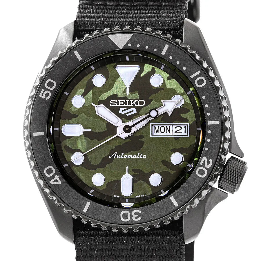 Seiko 5 Sports Series SRPJ37K1 Automatic Green Dial Nylon Strap Men's Watch