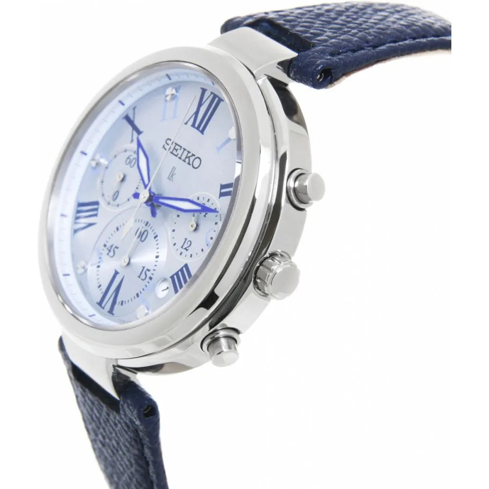 Seiko SRW791P1 Lukia Rare Sapphire Crystal Blue Dial Leather Ladies Watch