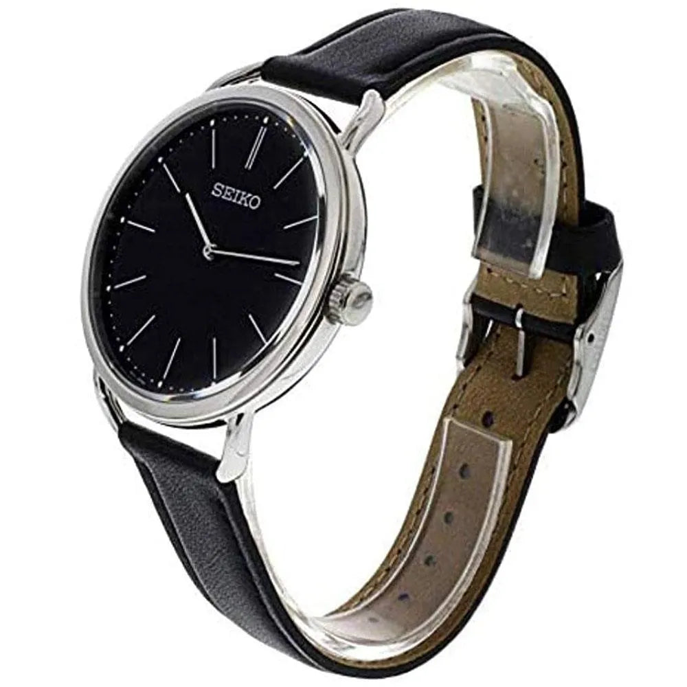 Seiko SUR233P1 Recraft Analog Quartz Black Dial Leather Strap Men's Watch
