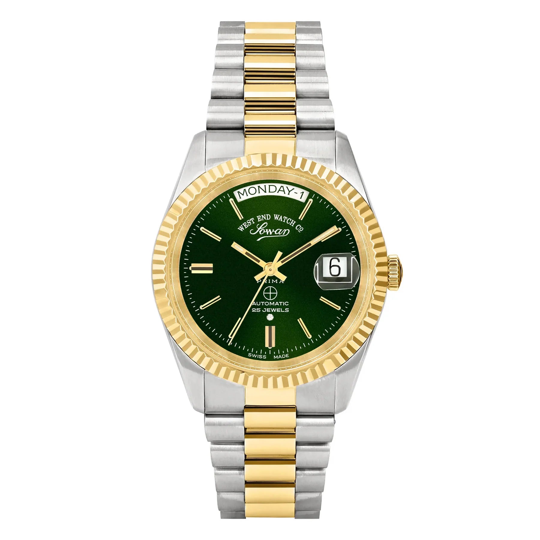 West End The Classics Automatic 6828.20.3330Y Green Dial & Two-Tone Stainless Steel Unisex Watch