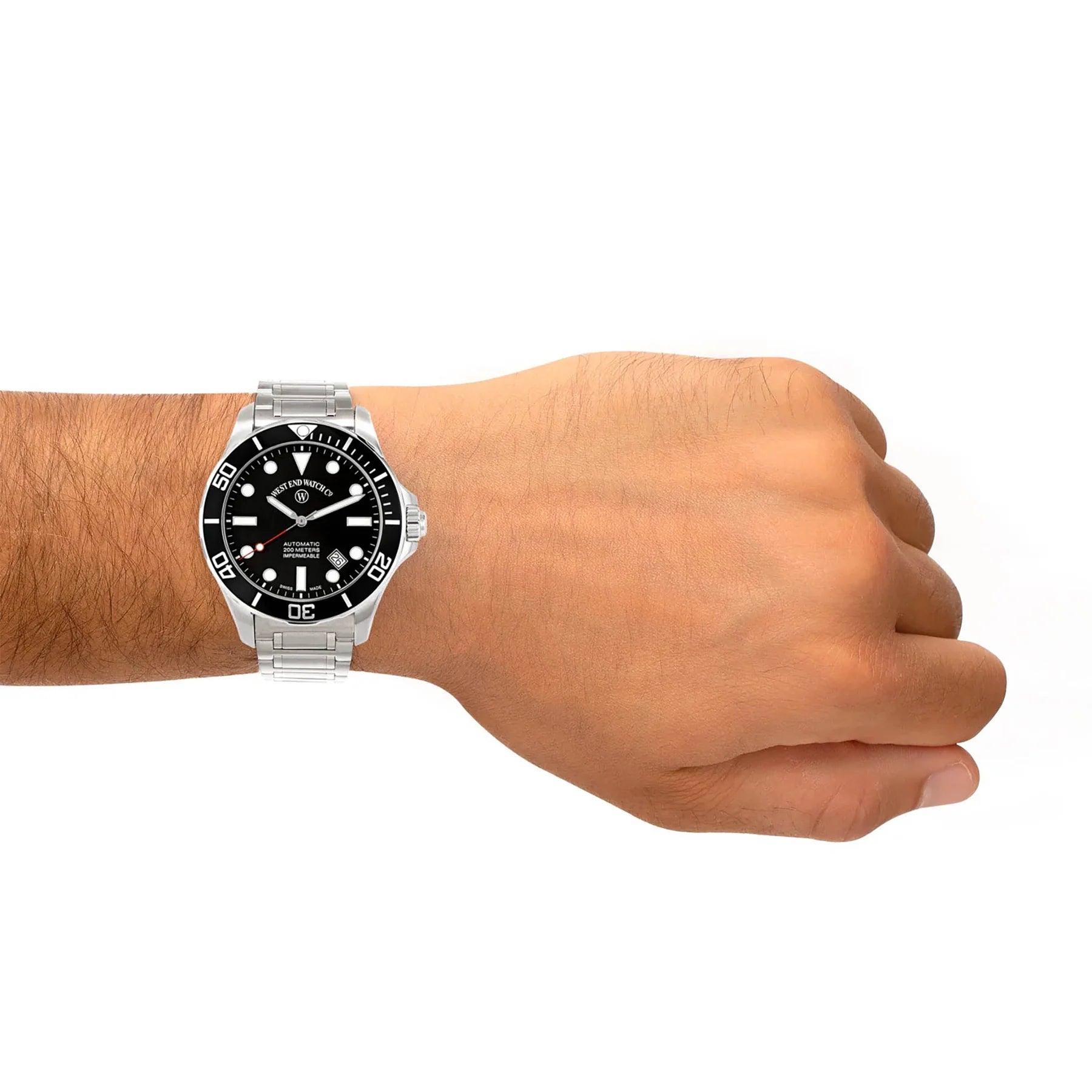 West End Impermeable Automatic Diver 6850.10.3333N-ALB Black Dial Stainless Steel Men's Watch