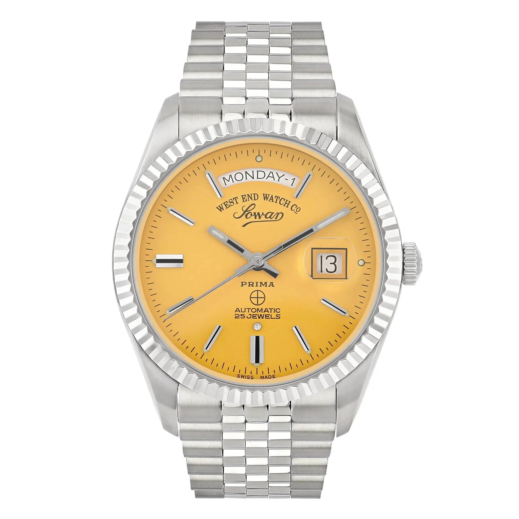 West End The Classics 41 Automatic 6868.10.3338N Yellow Dial Stainless Steel Men's Watch
