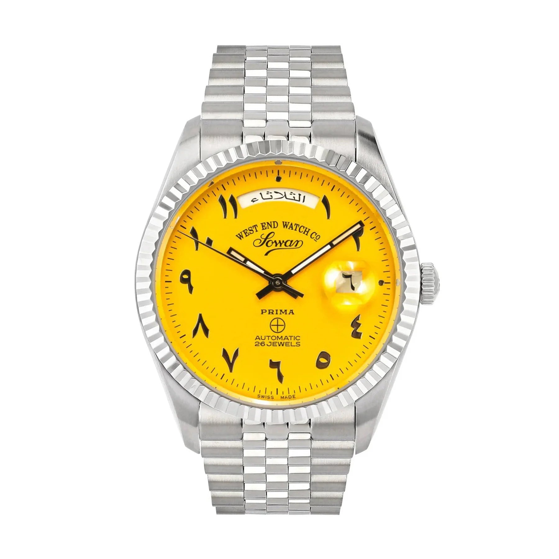 West End The Classics XL Automatic 6868.10.3378 Yellow Dial with Eastern Arabic Markers Stainless Steel Men's Watch