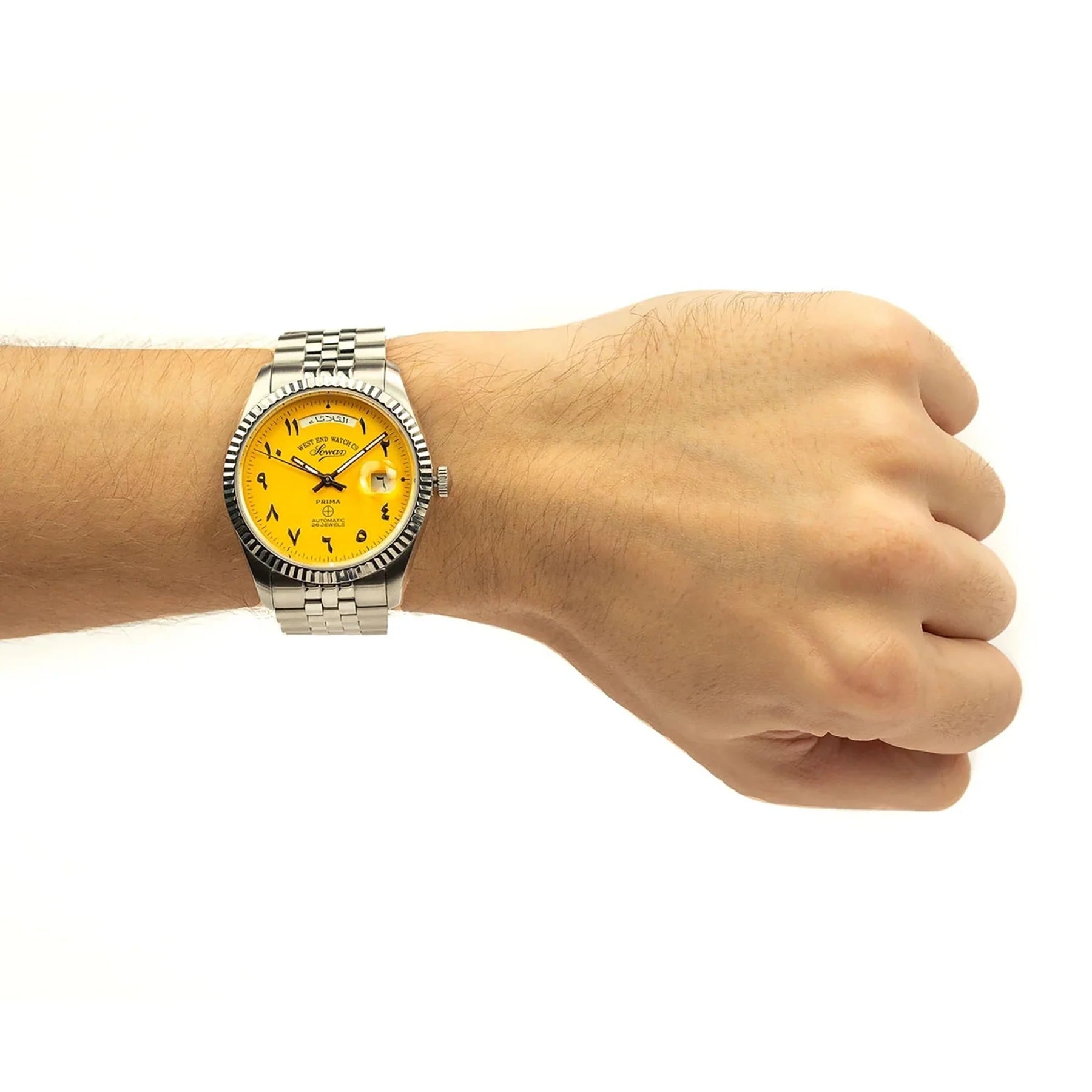 West End The Classics XL Automatic 6868.10.3378 Yellow Dial with Eastern Arabic Markers Stainless Steel Men's Watch